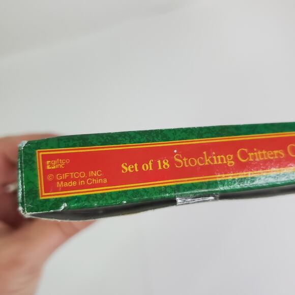 Set of 18 Stocking Critters Ornaments Christmas Hand Painted w Box VTG - Picture 12 of 12